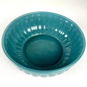 Vintage Cookson C P Pottery Blue Ceramic Ribbed Serving Bowl Planter USA 8306